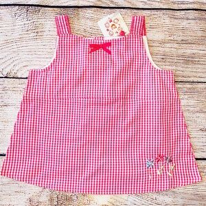 NWT Hanna Andersson Sleeveless Pink Gingham Top Girl’s 90 3T